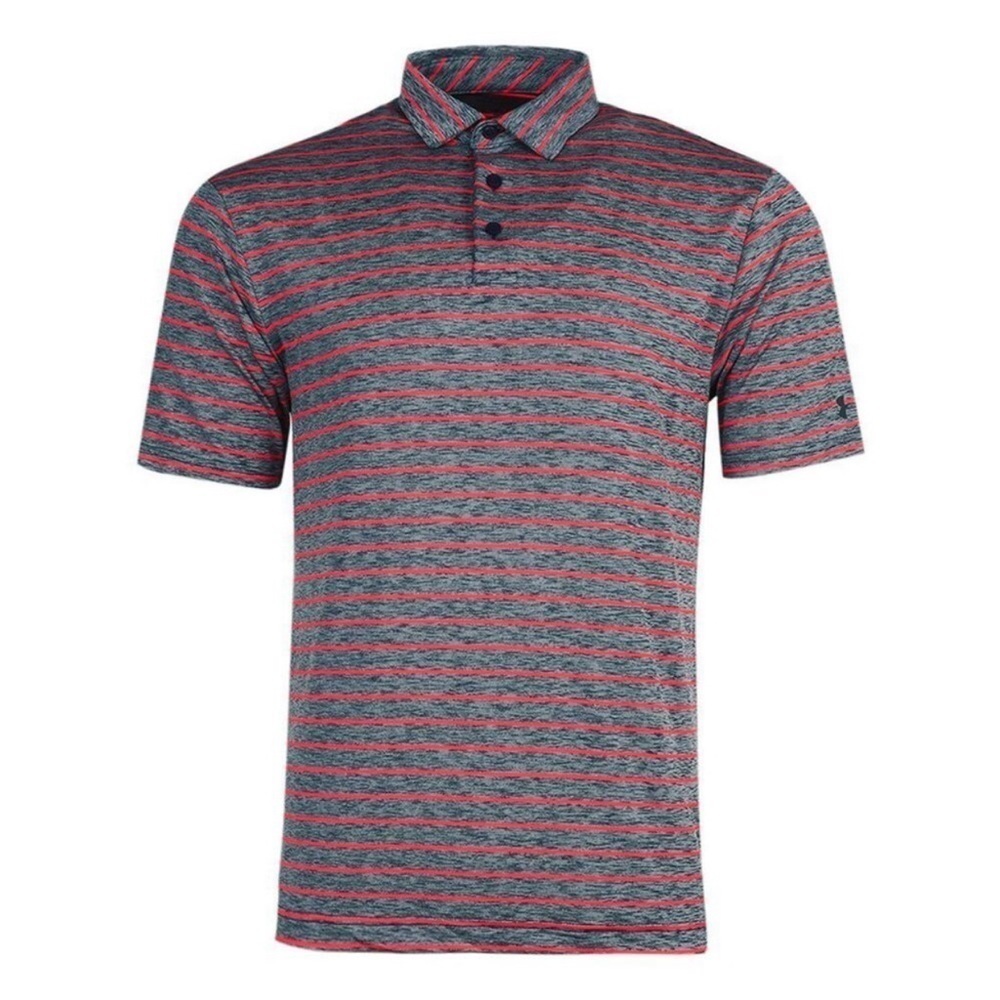 UNDER ARMOUR Playoff Tour Stripe Golf Short Sleeve Polo Shirt L